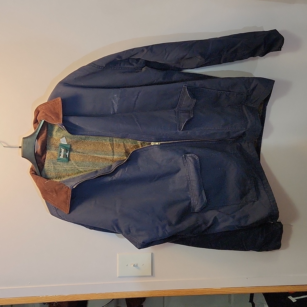 Barn chores jacket size 3XL Dunbrooke navy blue cotton flannel lining vintage